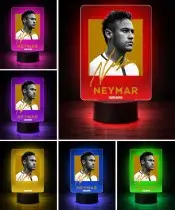 Lampka Nocna LED 3D Neymar Jr Piłka Nożna Autograf z Imieniem