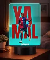 Lampka Nocna LED 3D Lamine Yamal FC Barcelona Personalizowana z Imieniem