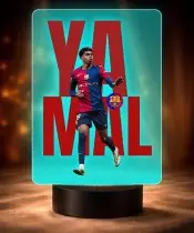 Lampka Nocna LED 3D Lamine Yamal FC Barcelona Personalizowana z Imieniem
