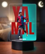 Lampka Nocna LED 3D Lamine Yamal FC Barcelona Personalizowana z Imieniem
