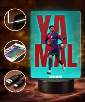 Lampka Nocna LED 3D Lamine Yamal FC Barcelona Personalizowana z Imieniem