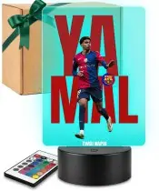 Lampka Nocna LED 3D Lamine Yamal FC Barcelona Personalizowana z Imieniem