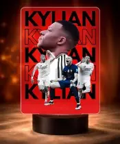 Lampka Nocna LED 3D Kylian Mbappe Piłka Nożna Personalizowana z Imieniem