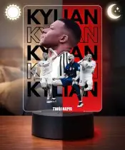Lampka Nocna LED 3D Kylian Mbappe Piłka Nożna Personalizowana z Imieniem