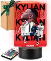 Lampka Nocna LED 3D Kylian Mbappe Piłka Nożna Personalizowana z Imieniem