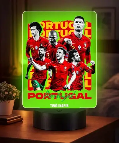 Lampka Nocna LED 3D Portugalia Drużyna Piłka Nożna z Imieniem