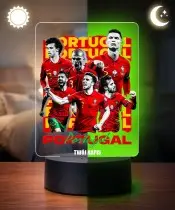 Lampka Nocna LED 3D Portugalia Drużyna Piłka Nożna z Imieniem