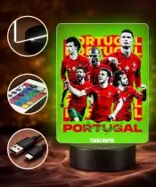 Lampka Nocna LED 3D Portugalia Drużyna Piłka Nożna z Imieniem