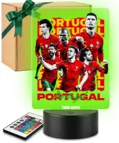 Lampka Nocna LED 3D Portugalia Drużyna Piłka Nożna z Imieniem