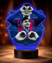 Lampka Nocna LED 3D Pedri FC Barcelona z Imieniem Prezent dla Kibica