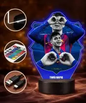 Lampka Nocna LED 3D Pedri FC Barcelona z Imieniem Prezent dla Kibica