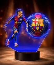 Lampka Nocna LED 3D Raphinha Piłkarz FC Barcelona z Imieniem Prezent