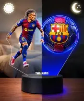 Lampka Nocna LED 3D Raphinha Piłkarz FC Barcelona z Imieniem Prezent