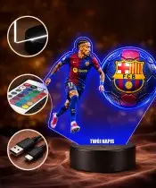 Lampka Nocna LED 3D Raphinha Piłkarz FC Barcelona z Imieniem Prezent
