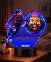 Lampka Nocna LED 3D Lamine Yamal FC Barcelona Piłka Nożna z Imieniem