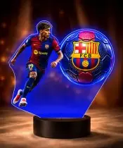Lampka Nocna LED 3D Lamine Yamal FC Barcelona Piłka Nożna z Imieniem
