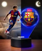 Lampka Nocna LED 3D Lamine Yamal FC Barcelona Piłka Nożna z Imieniem