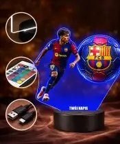 Lampka Nocna LED 3D Lamine Yamal FC Barcelona Piłka Nożna z Imieniem
