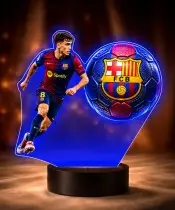 Lampka Nocna LED 3D Pedri Piłka Nożna FC Barcelona z Imieniem