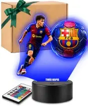 Lampka Nocna LED 3D Pedri Piłka Nożna FC Barcelona z Imieniem