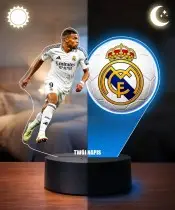 Lampka Nocna LED 3D Kylian Mbappe Real Madryt Piłkarz z Imieniem Prezent