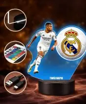 Lampka Nocna LED 3D Kylian Mbappe Real Madryt Piłkarz z Imieniem Prezent