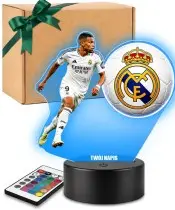 Lampka Nocna LED 3D Kylian Mbappe Real Madryt Piłkarz z Imieniem Prezent