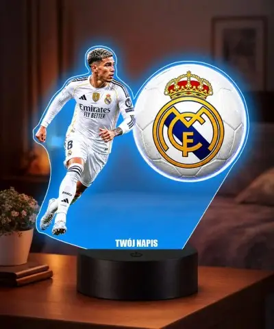 Lampka Nocna LED 3D Federico Valverde Piłka Nożna Real Madryt z Imieniem