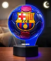 Lampka Nocna LED 3D FC Barcelona Piłka Nożna z Imieniem