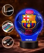 Lampka Nocna LED 3D FC Barcelona Piłka Nożna z Imieniem