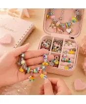 Szkatułka Zestaw Kreatywny Stitch do Tworzenia Bransoletek i Naszyjników Koraliki Charms dla Dziewczynki
