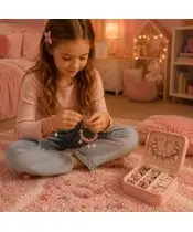 Szkatułka Zestaw Kreatywny Stitch do Tworzenia Bransoletek i Naszyjników Koraliki Charms dla Dziewczynki