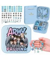 Zestaw do Tworzenia Bransoletek Charms BTS ARMY z Imieniem Personalizowana Szkatułka Prezent dla Dziewczynki