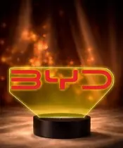 Lampka LED 3D BYD Logo Personalizowana z Imieniem Napisem RGB Pilot Prezent dla Kierowcy