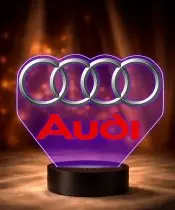 Lampka LED 3D Audi Logo Personalizowana z Imieniem Napisem Prezent dla Kierowcy