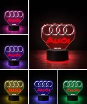 Lampka LED 3D Audi Logo Personalizowana z Imieniem Napisem Prezent dla Kierowcy