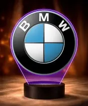 Lampka LED 3D BMW Logo Personalizowana z Imieniem Napisem RGB Pilot Prezent dla Kierowcy