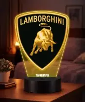 Lampka LED 3D Lamborghini Logo Personalizowana z Imieniem Napisem RGB Pilot Prezent