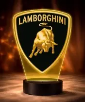 Lampka LED 3D Lamborghini Logo Personalizowana z Imieniem Napisem RGB Pilot Prezent