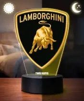 Lampka LED 3D Lamborghini Logo Personalizowana z Imieniem Napisem RGB Pilot Prezent