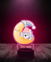Lampka LED 3D Plexido z Nadrukiem Koala Różowa - 1