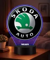 Lampka LED 3D Skoda Logo Personalizowana z Imieniem Napisem RGB Pilot Prezent dla Kierowcy