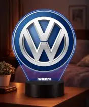 Lampka LED 3D Volkswagen Logo Personalizowana z Imieniem Napisem RGB Pilot Prezent