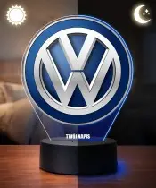 Lampka LED 3D Volkswagen Logo Personalizowana z Imieniem Napisem RGB Pilot Prezent