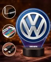 Lampka LED 3D Volkswagen Logo Personalizowana z Imieniem Napisem RGB Pilot Prezent