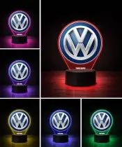 Lampka LED 3D Volkswagen Logo Personalizowana z Imieniem Napisem RGB Pilot Prezent