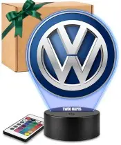 Lampka LED 3D Volkswagen Logo Personalizowana z Imieniem Napisem RGB Pilot Prezent