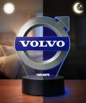 Lampka LED 3D Volvo Logo Personalizowana z Imieniem Napisem RGB Pilot Prezent dla Kierowcy