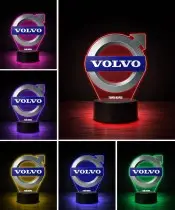 Lampka LED 3D Volvo Logo Personalizowana z Imieniem Napisem RGB Pilot Prezent dla Kierowcy