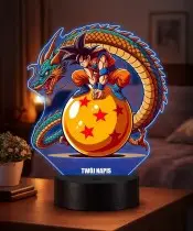 Lampka Dragon Ball Z Goku Shenron LED 3D Personalizowana Imię Prezent Anime Manga